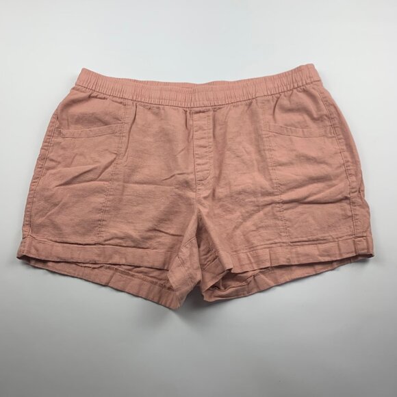 Old Navy Coastal Plain Linen Blend High Rise Pull On Shorts L - Picture 1 of 5